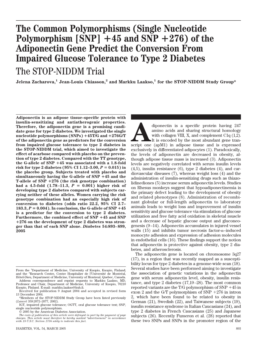 Single Nucleotide Polymorphism [SNP] 45 and SNP