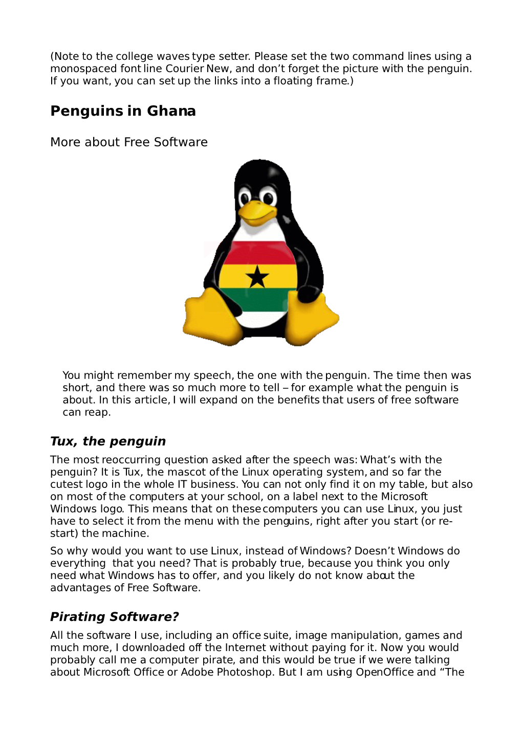Penguins in Ghana