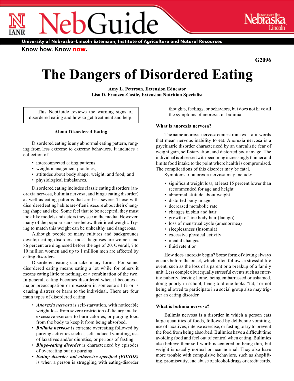 The Dangers of Disordered Eating Amy L