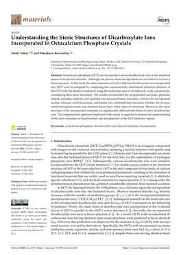 Understanding the Steric Structures of Dicarboxylate Ions Incorporated in Octacalcium Phosphate Crystals