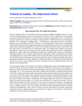 Treharne on Lapidge, 'The Anglo-Saxon Library'