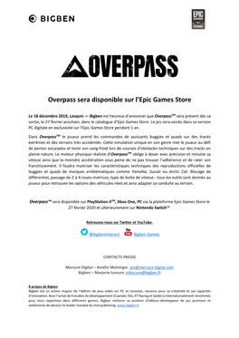 Overpass Sera Disponible Sur L'epic Games Store