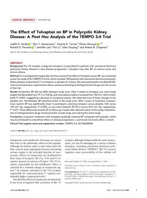 The Effect of Tolvaptan on BP in Polycystic Kidney Disease: a Post Hoc Analysis of the TEMPO 3:4 Trial