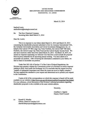 The Dow Chemical Company Incoming Letter Dated March 21, 20 14
