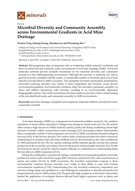 Microbial Diversity and Community Assembly Across Environmental Gradients in Acid Mine Drainage