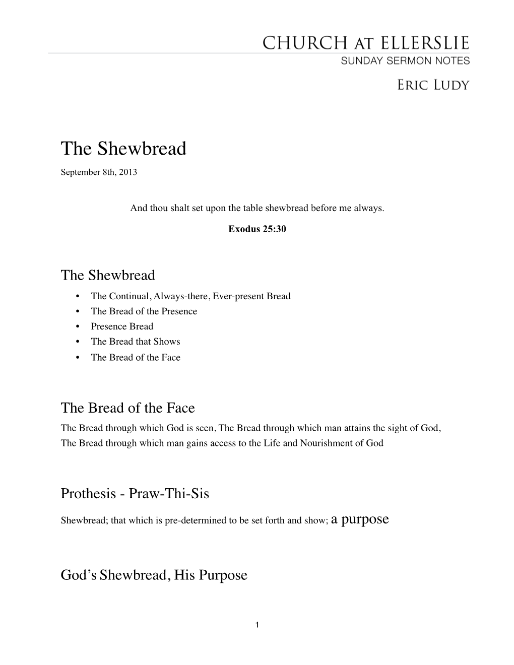 The Shewbread 9-8-13