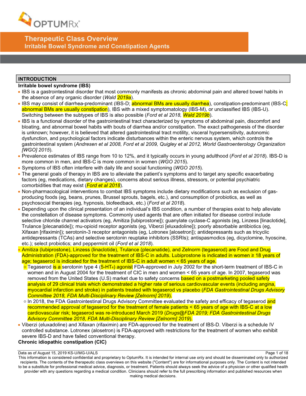 Therapeutic Class Overview Irritable Bowel Syndrome and Constipation ...