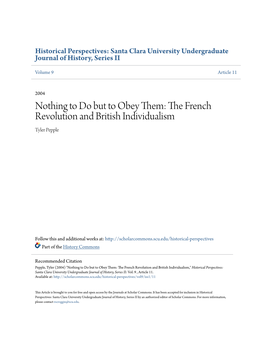 The French Revolution and British Individualism 55 56 Historical Perspectives March 2004