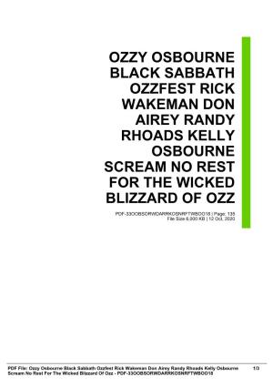Ozzy Osbourne Black Sabbath Ozzfest Rick Wakeman Don Airey Randy Rhoads Kelly Osbourne Scream No Rest for the Wicked Blizzard of Ozz