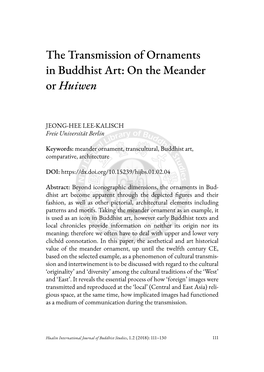 The Transmission of Ornaments in Buddhist Art: on the Meander Or Huiwen