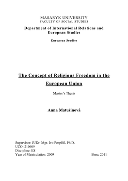 The Concept of Religious Freedom in the European Union