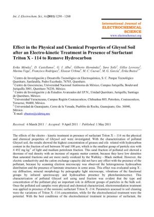 Effect in the Physical and Chemical Properties of Gleysol Soil After an Electro-Kinetic Treatment in Presence of Surfactant Triton X - 114 to Remove Hydrocarbon