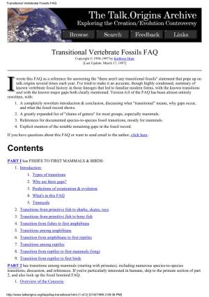 Transitional Vertebrate Fossils FAQ