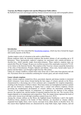 Vesuvius, the Plinian Eruption Style and the Phlegraean Fields Caldera