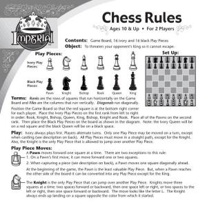 Chess Rules Ages 10 & up • for 2 Players