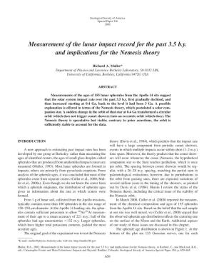 Measurements of Lunar Impacts ... and Implications for the Nemesis Theory