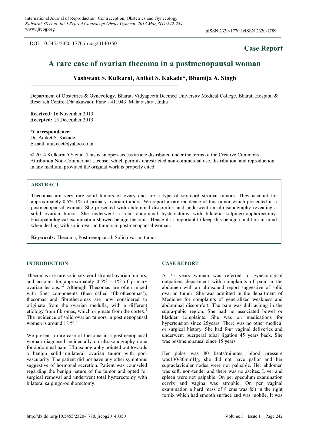 A Rare Case of Ovarian Thecoma in a Postmenopausal Woman