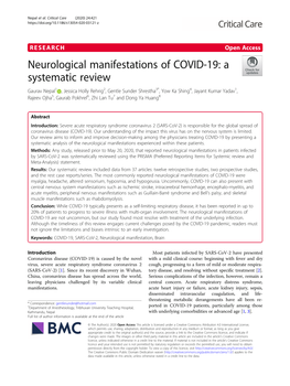Neurological Manifestations of COVID-19: a Systematic Review