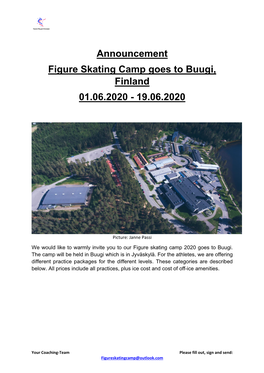 Announcement Figure Skating Camp Goes to Buugi, Finland 01.06.2020 - 19.06.2020