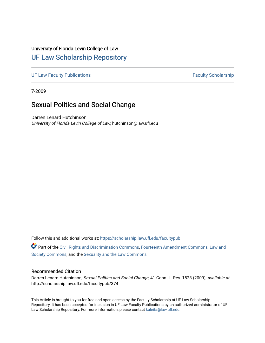 Sexual Politics and Social Change