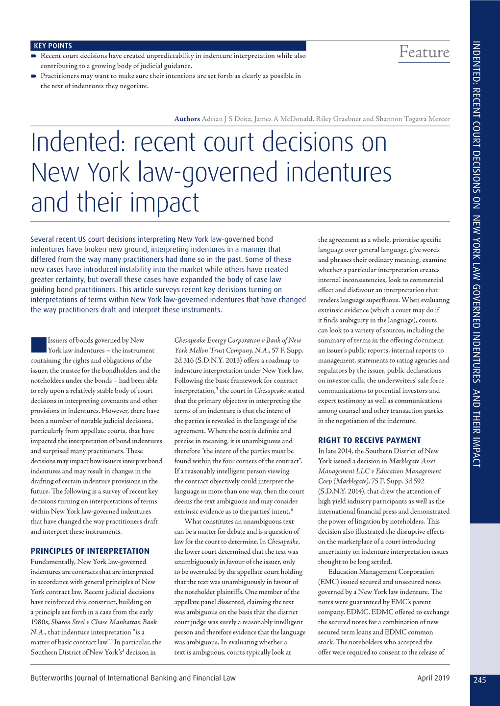 Recent Court Decisions on New York Law-Governed Indentures and Their Impact