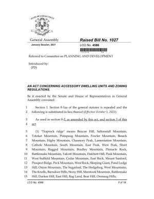 Raised Bill No. 1027 January Session, 2021 LCO No
