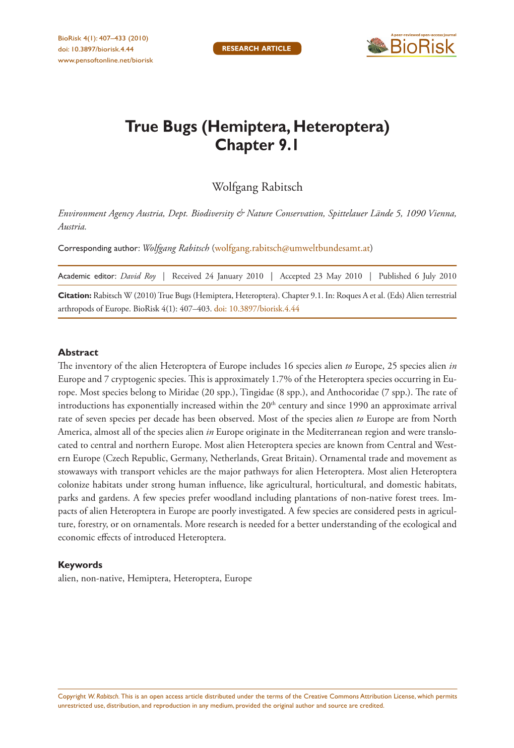 True Bugs (Hemiptera, Heteroptera)