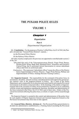 Punjab Police Rules Volume 1
