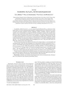 Icosahedrite, Al63cu24fe13, the First Natural Quasicrystal