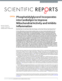 Phosphatidylglycerol Incorporates Into Cardiolipin to Improve