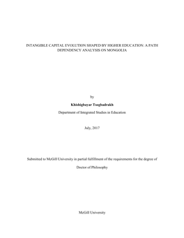 A PATH DEPENDENCY ANALYSIS on MONGOLIA by Khishigbayar