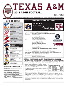 2013 AGGIE FOOTBALL Game Notes