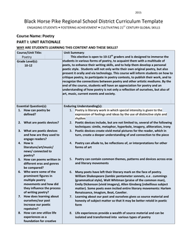 Curriculum Template ENGAGING STUDENTS  FOSTERING ACHIEVEMENT  CULTIVATING 21ST CENTURY GLOBAL SKILLS