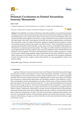 Ptolemaic Cavalrymen on Painted Alexandrian Funerary Monuments