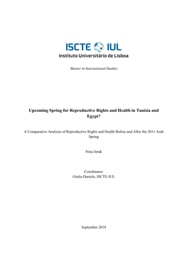 Upcoming Spring for Reproductive Rights and Health in Tunisia and Egypt?