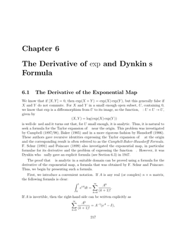 Chapter 6 the Derivative of Exp and Dynkin's Formula