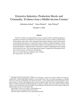 Extractive Industries, Production Shocks and Criminality: Evidence from a Middle-Income Country*