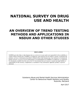 National Survey on Drug Use and Health: an Overview of Trend Testing Methods and Applications in NSDUH and Other Studies