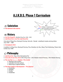 A.J.K.D.S. Phase 1 Curriculum