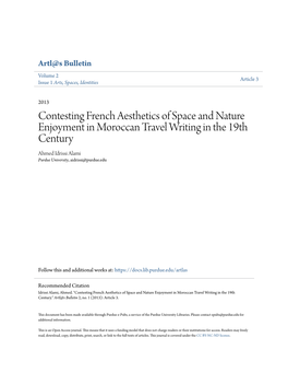 Contesting French Aesthetics of Space and Nature Enjoyment in Moroccan Travel Writing in the 19Th Century Ahmed Idrissi Alami Purdue University, Aidrissi@Purdue.Edu