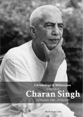 Chronology of the Life of Charan Singh