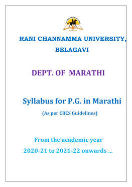 DEPT. of MARATHI Syllabus for P.G. in Marathi