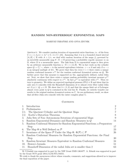 RANDOM NON-HYPERBOLIC EXPONENTIAL MAPS Contents 1