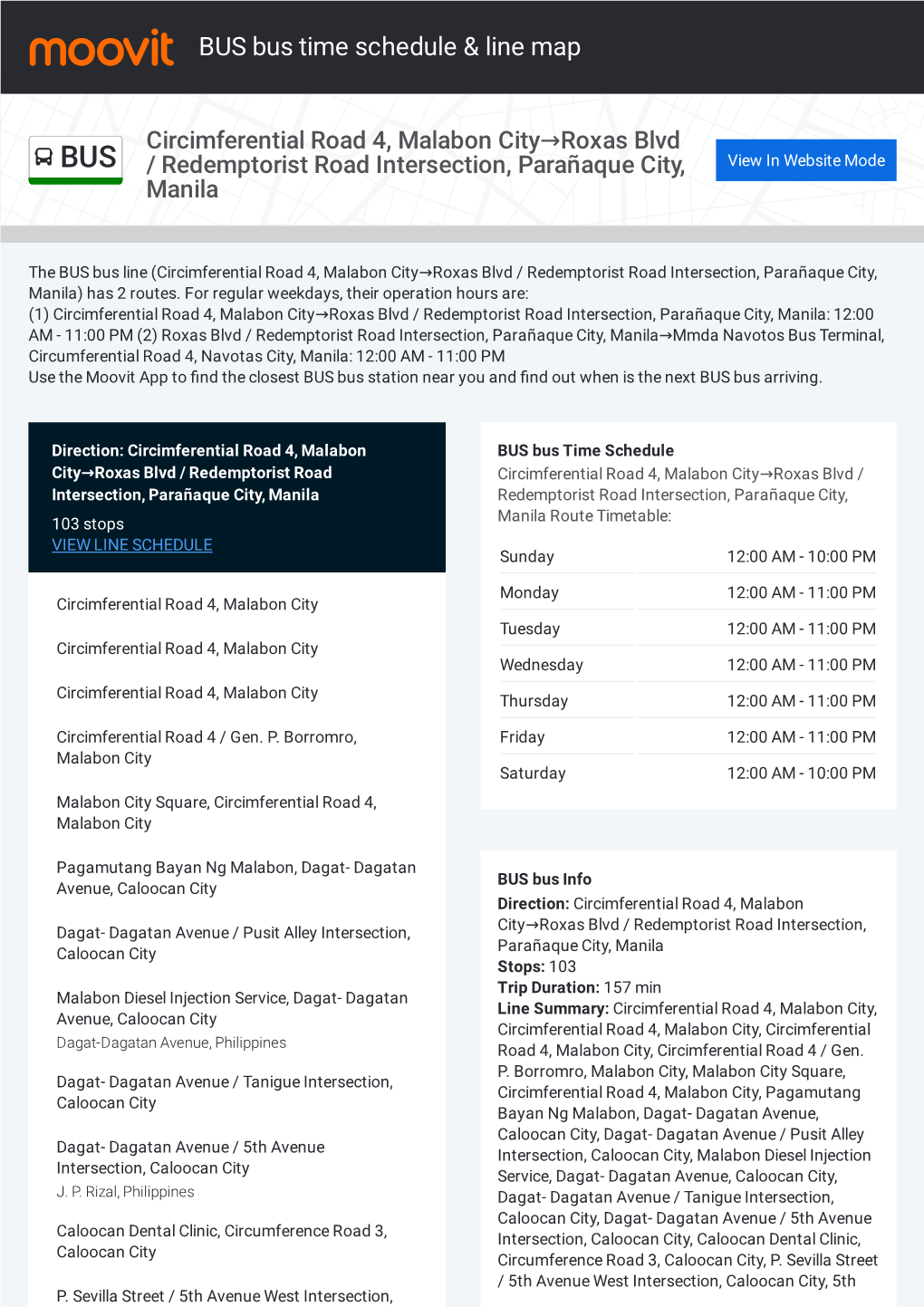 BUS Bus Time Schedule & Line Route