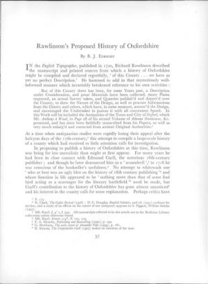 Rawlinson's Proposed History of Oxfordshire