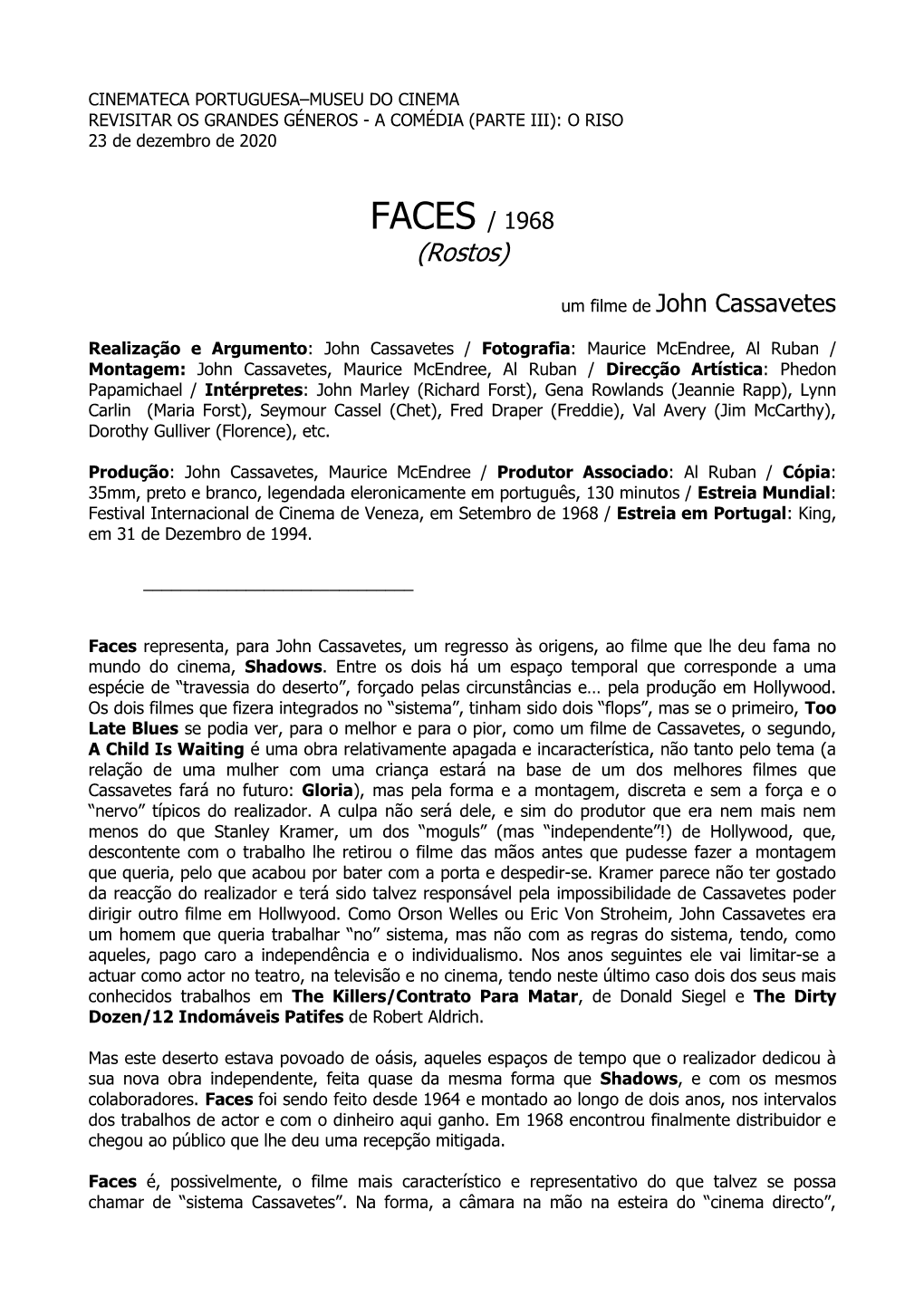 FACES / 1968 (Rostos)