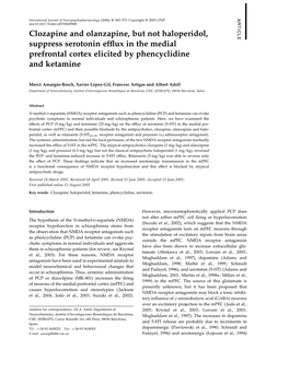 Clozapine and Olanzapine, but Not Haloperidol, Suppress Serotonin Efflux in the Medial Prefrontal Cortex Elicited by Phencyclidi
