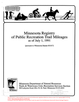11111111 Minnesota Registry of Public Recreation Trail Mileages