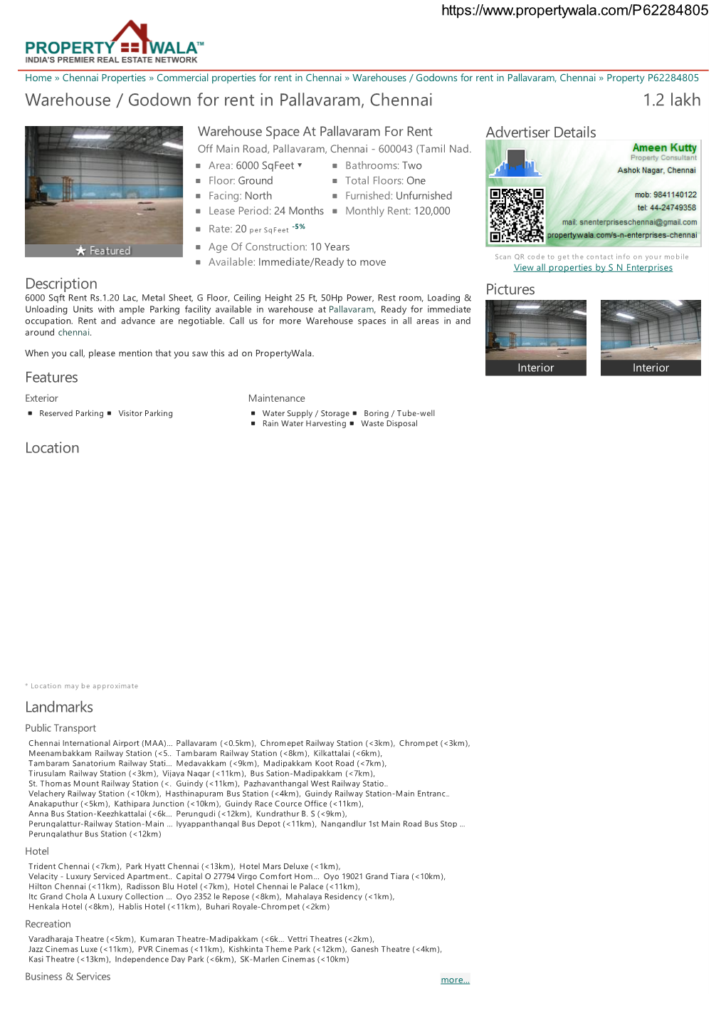 Warehouse / Godown for Rent in Pallavaram, Chennai (P62284805