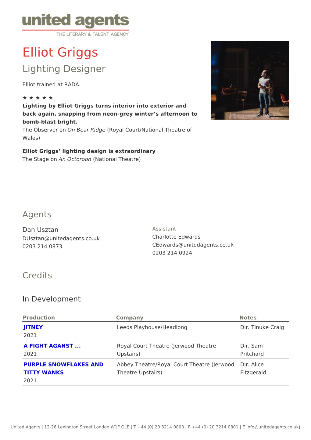 Elliot Griggs Lighting Designer